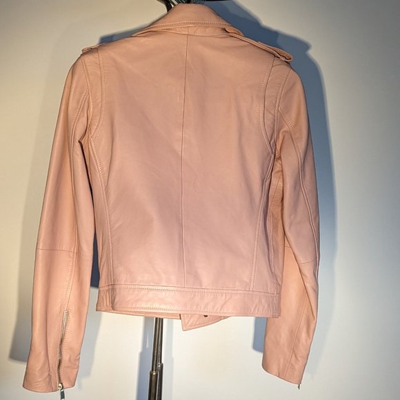 Sinequanone Perfecto Jacket - 100% Lamb Leather - Pink Pastel - Size T1/38 - Bra - Picture 2 of 8